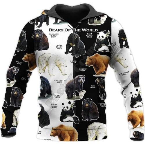 PLstar Cosmos 3D Printed Bears Of The World Jacket Men For Women Harajuku Hoodie Unisex Casual Streetwear Sweatshirt Pullover