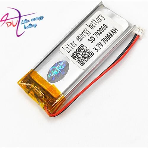 10 pcs 3.7V 700mAh 702050 Lithium Polymer LiPo Rechargeable Battery JST 1.25mm 2 pin For Mp3 headphone PAD DVD bluetooth camera