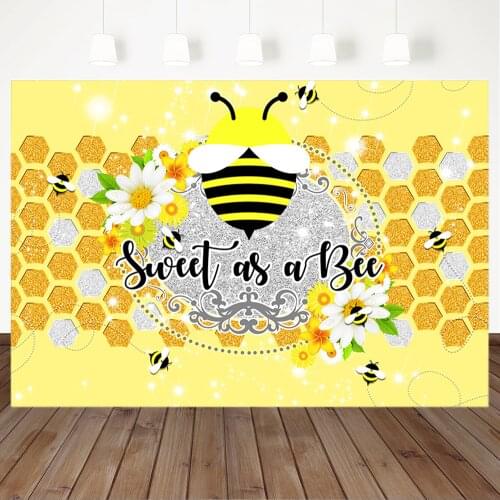 Sweet as a Bee Baby Shower Backdrop Honey White Flowers Photography Background Dessert Table Decor Banner Photography Backdrops