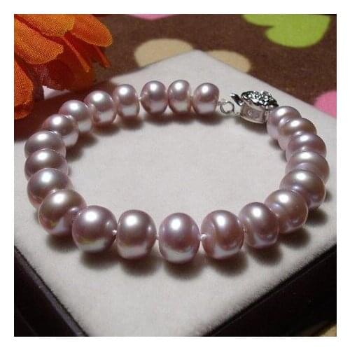 New Arrivals Unique Pearl Jewellery 9-10mm Super 100% Genuine Natural Freshwater Pearl Bracelet Silver Flower Clasp Women Gift