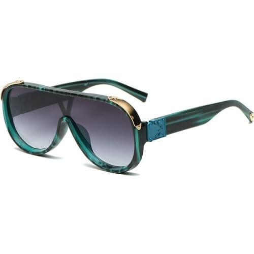 Vintage Luxury Brand Designer Oversized Square Sunglasses Men Women Fashion Big Frame Siamese Flat Top Sun Glasses Shades Gafas