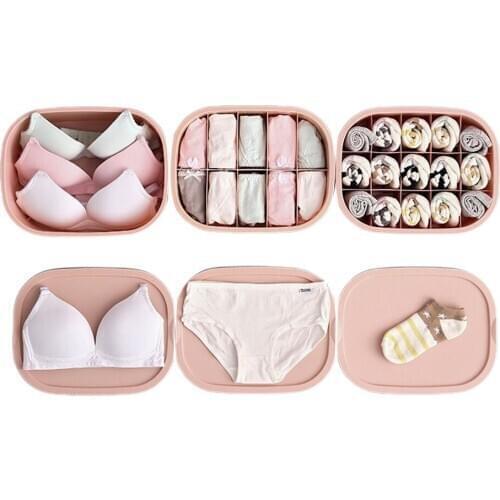 New Plastic Closet Underwear Organizer Drawer Divider Bras Panties Container Case Sock Ties Storage Box