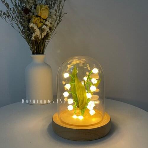 Handmade Original Lily of The Valley Night Light Glass Garden Decoration DIY Material Package Decoration Christmas Birthday Gift