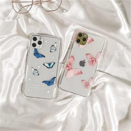 Original Clear Butterfly Star Case For iPhone 11 12 Pro Max XS Max 12 Mini 6 6s 7 8 Plus X XR 5G SE 2020 Shockproof Back Cover
