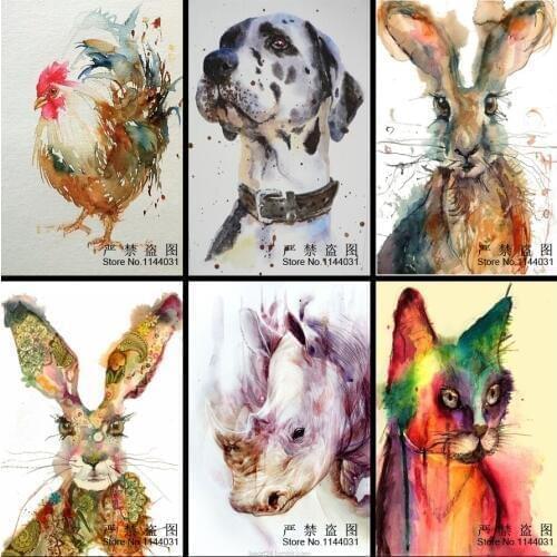 Full 5d Diy Diamond Mosaic Animal Embroidery Christmas Diamond Painting Bunny Cat Chicken Dog Pictures Home Decor