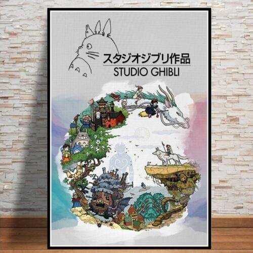Picture poster studio Ghibli pays tribute to pictures of Japanese moving cartoon painting art canvas wall art for home decor