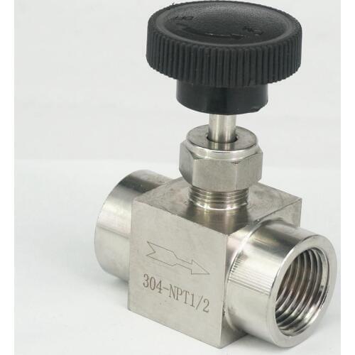 Adjustable 1/2" NPT Female Needle Valve Stainless Steel 304 High Pressure Acid Proof Straight Card Set Crane