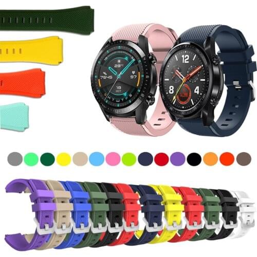 22mm Silicone Watch Band Metal Clasp Strap for Huawei Watch GT 2 46mm 2e GT2 Pro Honor MagicWatch Replacement Bracelet