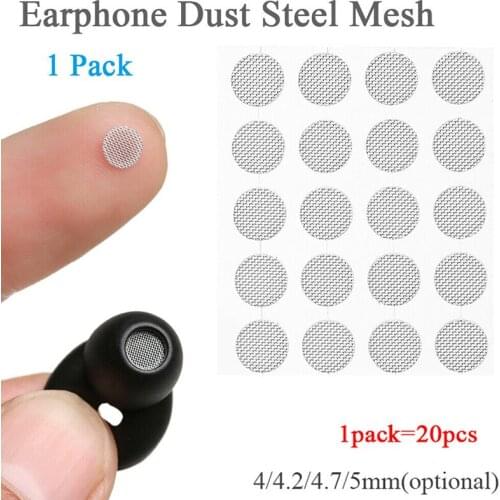 20pcs/lot Self-adhere Professional Earphone Dust Network Shell Steel Mesh Filter Screen 4mm/4.2mm/4.7mm/5mm Earphone Accessories