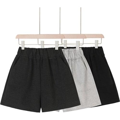 1235 Korean Woolen Shorts Women Winter Mini Short Pants Autumn Zipper Up Pocket Buttons Plaid Bottom Femme