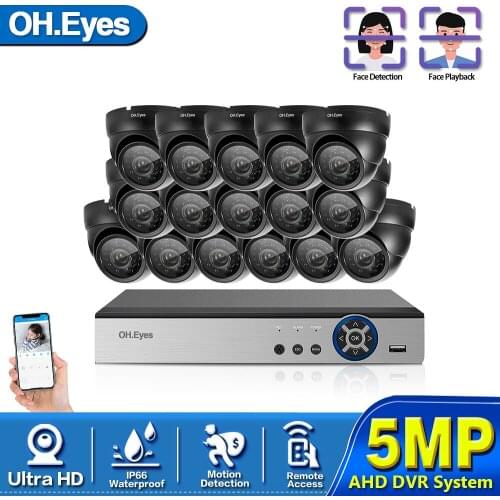 H.265 4CH 8CH 16CH 5MP Home Camera Security System Kit Outdoor IR Waterproof Video Surveillance CCTV System AHD HDMI Face Record