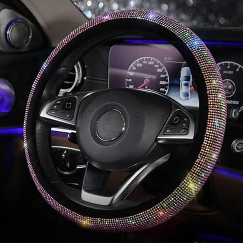 Bling Bling Rhinestone Crystal Car Steering Wheel Cover Anti-slip Steering-wheel Shell For Auto Interior Decorative Accessories