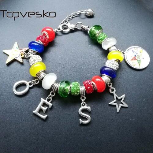 Sorority High Quality Beaded Order Of the Eastern Star Jewelry Bangle OES charm Bracelet