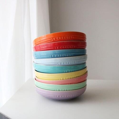 High Temperature Ceramic Gradient Color English Relief Solid Dining Plate/Deep Dish