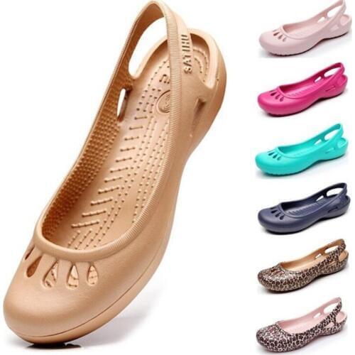 Jelly shoes woman Sandals 2020 Summer slip on Hole Shoes sweet Ballet flats women ballerina EVA female loafer black Beach shoes