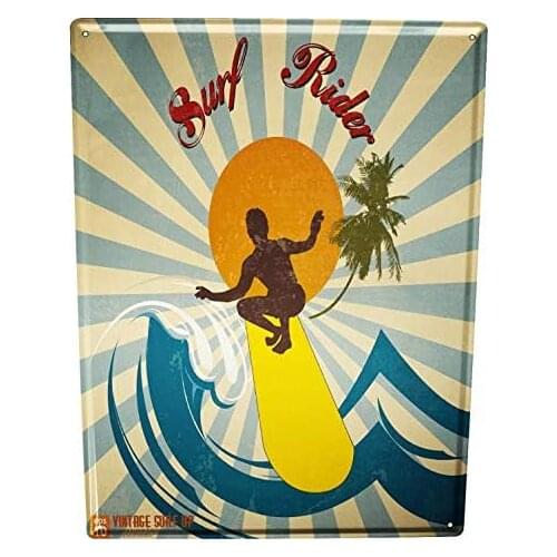 Tin Sign Decor Plaques 30 x 40 cm Sports Surf Rider