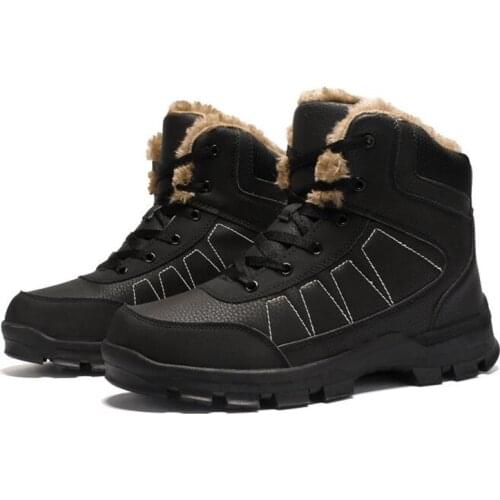Winter Men Non-slip Working Boots Plush Keep Warm Waterproof Plus Fur Snow Boots Men Sneakers Shoes Big Size 39-47