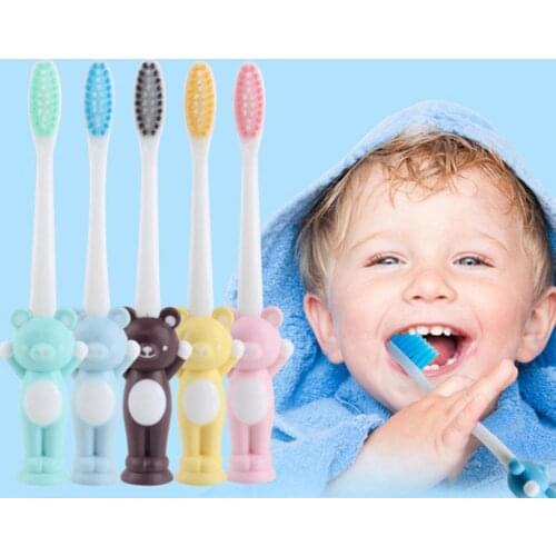 5Pcs/Set Cute Cartoon Children Toothbrush Short Handle Soft Bristle Rabbit Bear Shape BPA Free Gentle Bristles Toothbrushes Kid