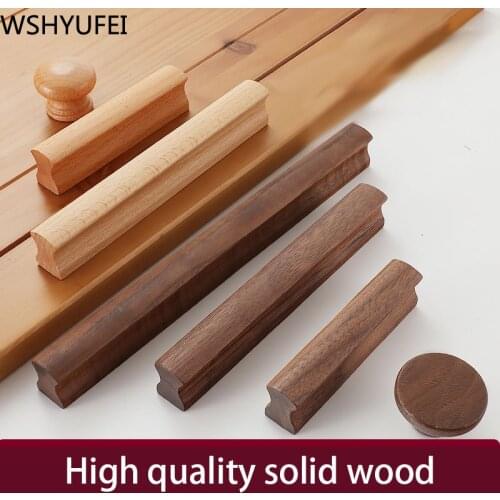 1 pcs Solid Wooden Handles Kitchen Cabinet Home Wardrobe Door Knobs and Handle Cupboard Drawer Pulls Furniture Hardware
