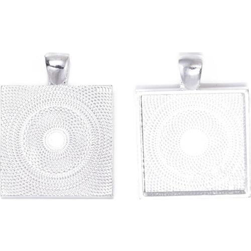 10Pcs Fit Square 25*25mm Glass Cabochons Ccameo Blank Settings Blank Pendant Tray Bezel Blank For DIY Finddings