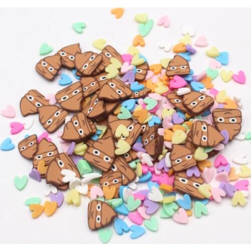 100g/Lot Diy Accessories Cartoon Feces Hearts Mixed Clay Slices Soft Pottery Sprinkles for Decoration Kits