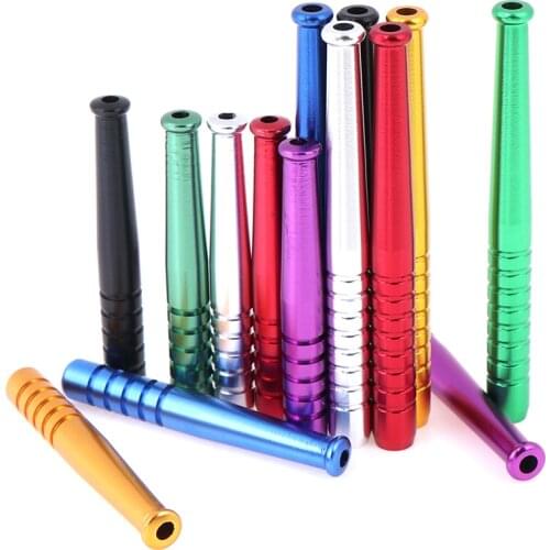 3pcs Portable Metal Snuff Sniffer Snorter Straw Nasal Tube Snuffer Bullet Multicolor Aluminum Alloy Smoke Pipe Random