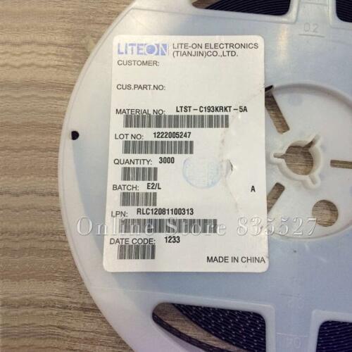 3000pcs/lot LTST-C193KRKT-5A original Taiwan Lite ON 0603 1608 ultra bright red SMD LED light-emitting diode lamp beads