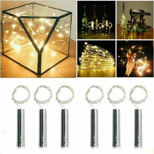 4/8PCS 1M 1.5M 2M Cork Shaped Wine Bottle Starry 10 15 20 LED String Night Light Strip Fairy Lights For Xmas Paty Wedding Decor