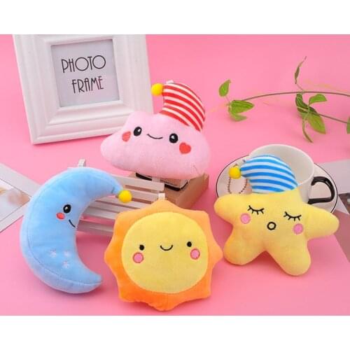 4pcs/ Lot 10cm Mini Pendant Stuffed Toys Cute Stars Moons Suns Clouds Plush Toy Kawaii Keychain Doll for Bag School Bag