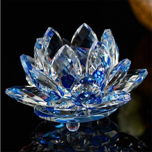 40mm Quartz Crystal Lotus Flower Crafts Glass Paperweight Fengshui Ornaments Figurines Home Wedding Party Decor Gifts Souvenir