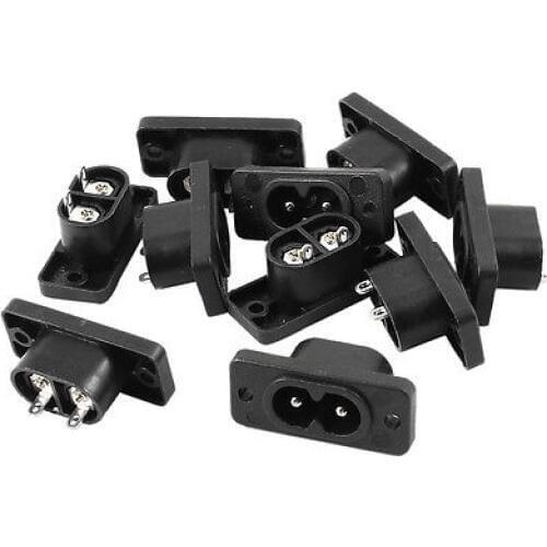 AC 250V 2.5A IEC320 C8 Round Pin Male Inlet Plug Power Socket Adapter 10Pcs NK-180-D01