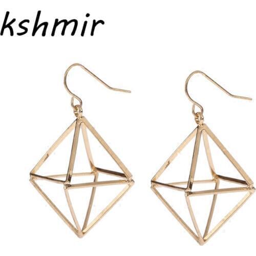 Accessories wholesale fashion triangular geometry stereo contracted pendant earrings with exclusive earring