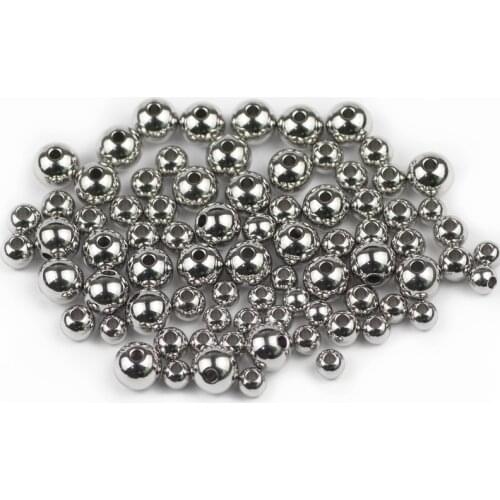 UPGFNK 3/4/5/6/8MM Stainless steel Spacer beads Round ball Loose Beads for Jewelry making DIY Charm bracelet accessories Finding
