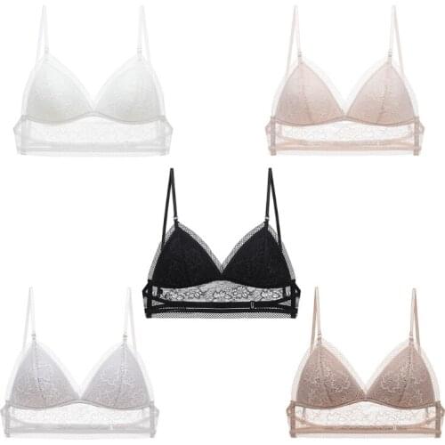 Sexy Lace Bra U Backless Trim V-neck Wireless Bralette Women Invisible with Triangle Thin Cup Underwear Summer lingerie