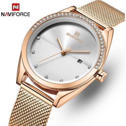 NAVIFORCE Gold Watch Women Quartz Watches Lady Waterproof Wristwatch Womens Bracelet Female Clock Relogio Feminino Montre Femme