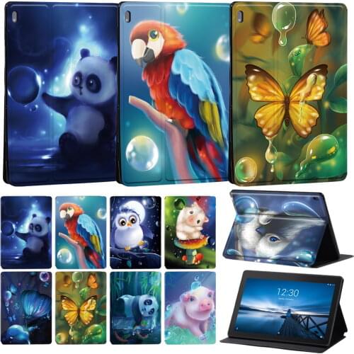 Animal Pattern Tablet Case for Lenovo Tab E10 10.1" Adjustable Folding Stand Cover for Tab M10 10.1"/Tab M10 FHD Plus 10.3"