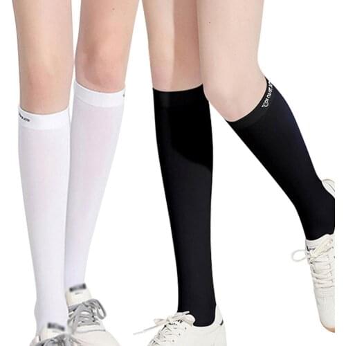 Black White Women Socks Ice Silk Sun Protection Cool Over The Calf Tube Socks Nylon Women Socks For Golf Accessories Supplies