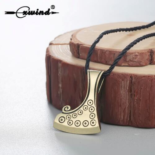 Cxwind Bronze Slavic Axe Charm Pendant Dukhobor Amulet Slavic Men Necklace Perun survival axe Fern Flower Pendant Jewelry