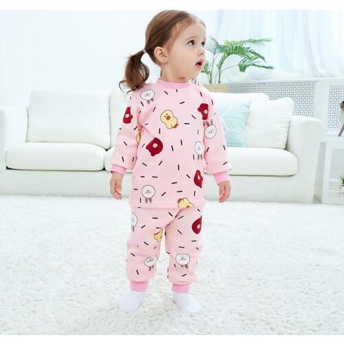 Kids thermal winter pajamas for toddlers baby girls boys pyjama kids cotton warm underwear sleep wear set girl night suit 1-4T