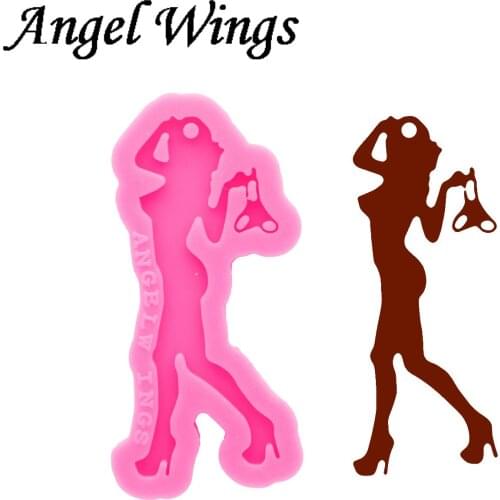 Shiny Girl Resin Mould Silicone Keychains Molds DIY Jewelry Epoxy Mould DY0665