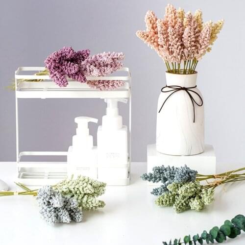 6Pcs Artificial Vanilla Mini Foam Berry Spike Artificial Flowers Bouquet Home Plant Wall Hanging Decoration Cereals Plant Heap