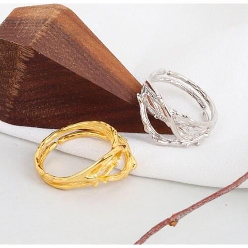 Vintage Wedding Band Ring Unique Female Small Branch Adjustable Ring Promise 925 Sterling Silver Gold Engagement Rings For Women