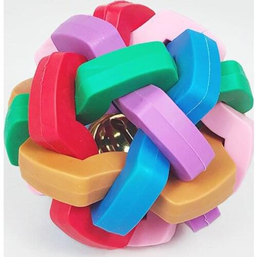 Pet Colorful Bell TPR Material Square Woven Soundproof Teething Waterproof Ball Dog Toy Built-in Bell Anti-corrosive Toy