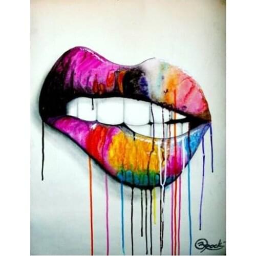 Beautiful Home Decor Hand-Painted Red Lip Open Sexy Girl Full Photo Artwork Canvas Painting For Bedroom