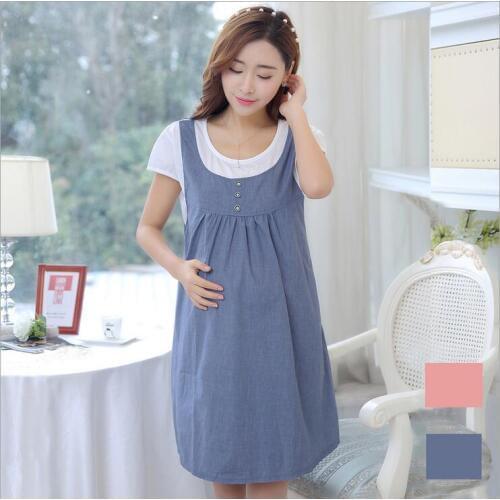 2017 summer sweet womens pregnant skirt cotton bow lovely dress short sleeve soft plus size Maternity casual patchwork