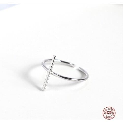 LKO Minimalist Smooth Cross Opening Ring 925 Sterling Silver For Women Men Birthday Gift Wedding Fine Jewelry Mujer Accessories