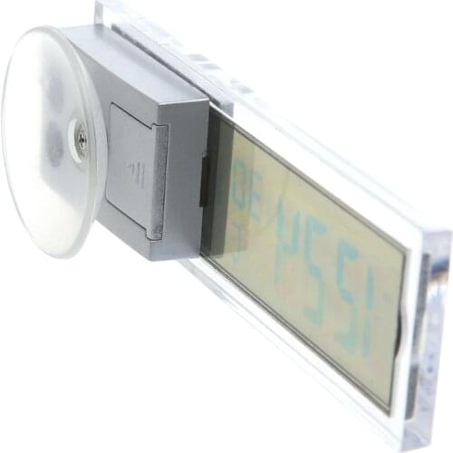 Mini 2 in 1 LCD Digital Auto Car Clock + Thermometer w/Suction Cup