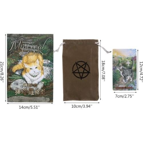 Mystical Cats Tarot 78 Cards Deck Party Board Game with Cards Bag and Guidebook XXUF
