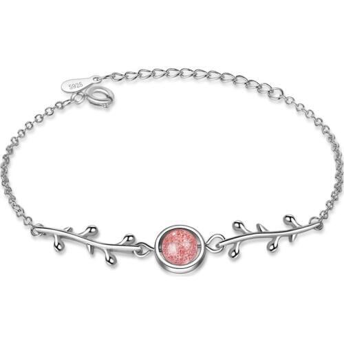 Everoyal Trendy Silver 925 Girls Jewelry Bracelets Fashion Crystal Pink Ball Women Silver Bracelets For Lady Engagement Bijou