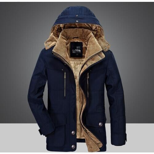 Winter Jacket Men Thick Warm Hooded Parka Military Cargo Mens Winter Coat Warm Fleece Male Overcoat